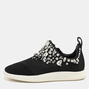 Giuseppe Zanotti Black Crystal Embellished Suede And Mesh May London Slip On Sneakers Size 36, Athletic Shoes & Sneakers - Luxury Closet catalog
