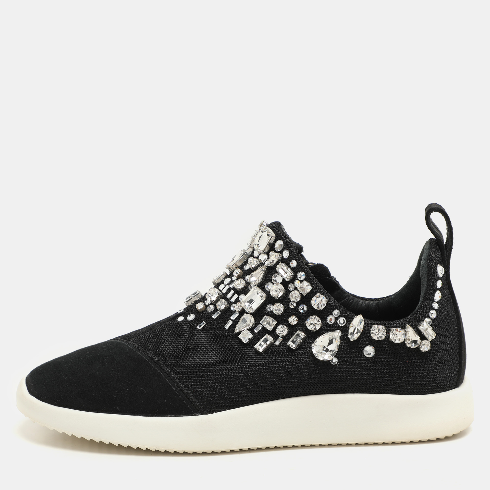 Giuseppe Zanotti Black Crystal Embellished Suede And Mesh May London Slip On Sneakers Size 36, Athletic Shoes & Sneakers - Luxury Closet catalog
