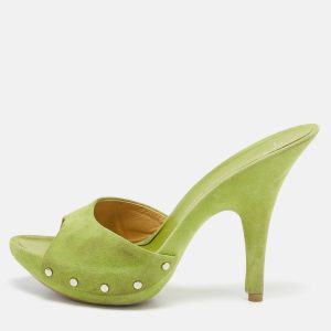 Giuseppe Zanotti Light Green Suede Studded Slide Platform Sandals Size 39, Sandals - Luxury Closet catalog