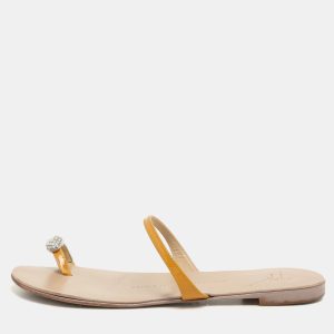 Giuseppe Zanotti Yellow Patent Leather Crystal Embellished Toe Ring Flat Sandals Size 36, Sandals - Luxury Closet catalog