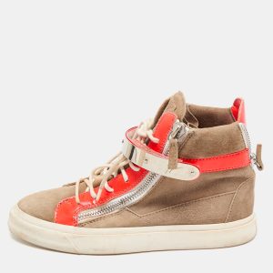 Giuseppe Zanotti Orange/Beige Suede And Patent Leather Coby High Top Sneakers Size 39, Athletic Shoes & Sneakers - Luxury Closet catalog