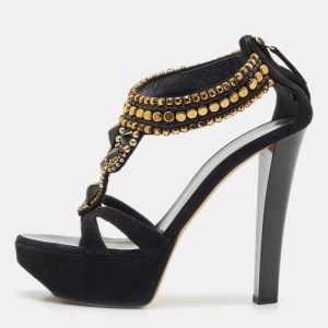 Giuseppe Zanotti Black Suede Embellished Platform Sandals Size 39, Sandals - Luxury Closet catalog