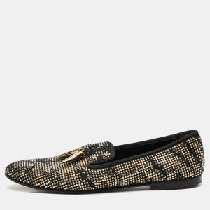 Giuseppe Zanotti Black Suede Crystal Embellished Shark Tooth Smoking Slippers Size 38.5, Loafers & Slip-Ons - Luxury Closet catalog