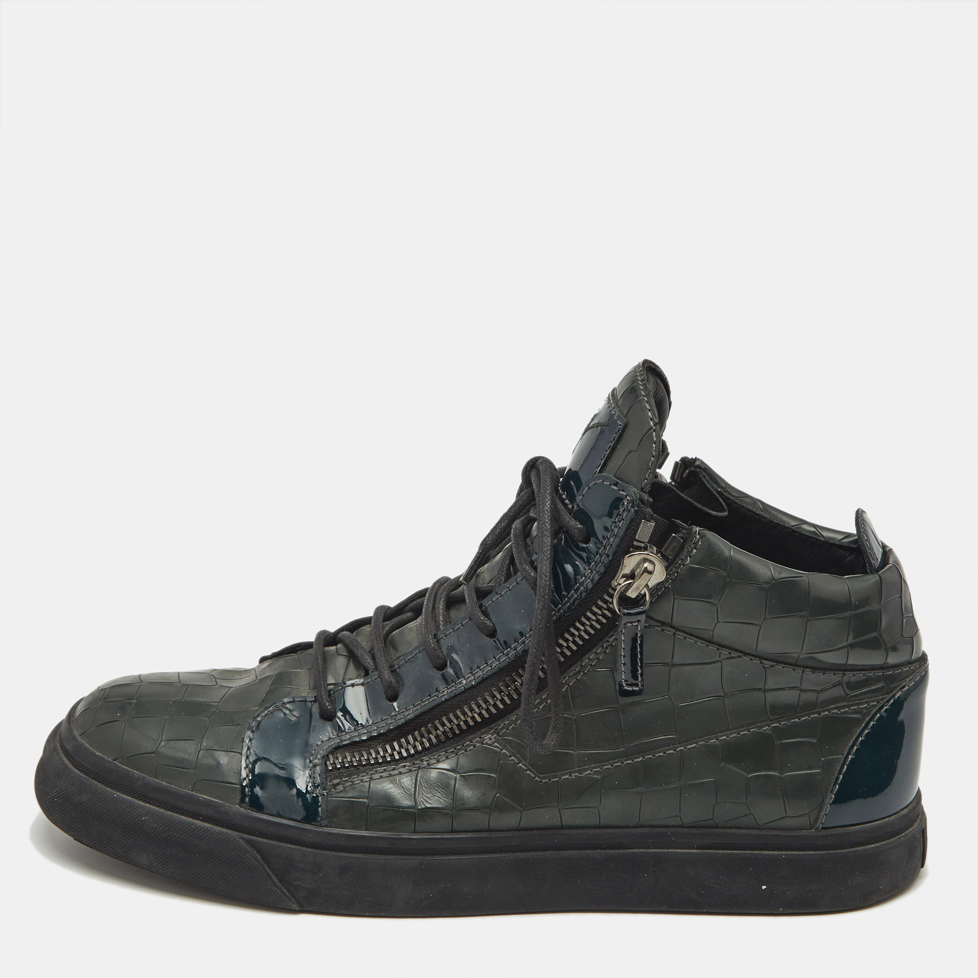 Giuseppe Zanotti Dark Green Croc Embossed Leather Kriss Sneakers Size 43, Athletic Shoes & Sneakers - Luxury Closet catalog