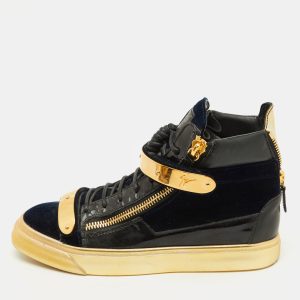 Giuseppe Zanotti Black Velvet and Patent Leather Coby High Top Sneakers Size 40, Athletic Shoes & Sneakers - Luxury Closet catalog