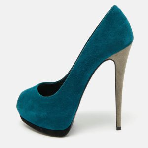 Giuseppe Zanotti Tricolor Suede Nana Peep Toe Platform Pumps Size 39.5, Pumps - Luxury Closet catalog