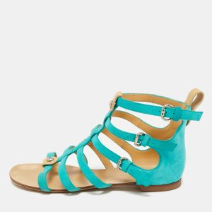Giuseppe Zanotti Blue Suede Strappy Flat Sandals Size 38.5, Sandals - Luxury Closet catalog