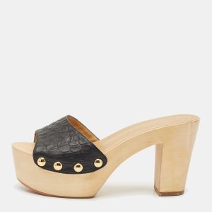 Giuseppe Zanotti Black Croc Embossed Leather Platform Clogs Size 38, Sandals - Luxury Closet catalog