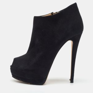 Giuseppe Zanotti Black Suede Peep Toe Platform Ankle Booties Size 38, Boots - Luxury Closet catalog