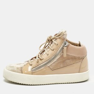 Giuseppe Zanotti Beige Velvet and Patent Frankie High Top Sneakers Size 39, Athletic Shoes & Sneakers - Luxury Closet catalog