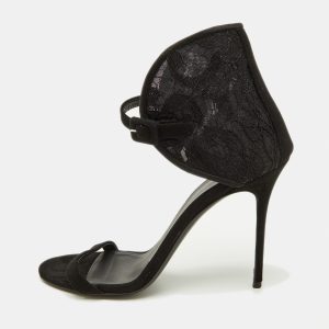 Giuseppe Zanotti Black Suede and Lace Ankle Sandals Size 38, Sandals - Luxury Closet catalog