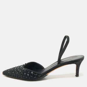 Giuseppe Zanotti Black Satin Crystal Embellished Slingback Pumps Size 36, Pumps - Luxury Closet catalog