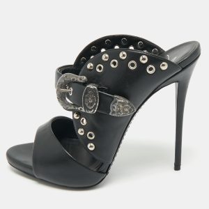 Giuseppe Zanotti Black Leather Studded Buckle Slide Sandals Size 38, Sandals - Luxury Closet catalog
