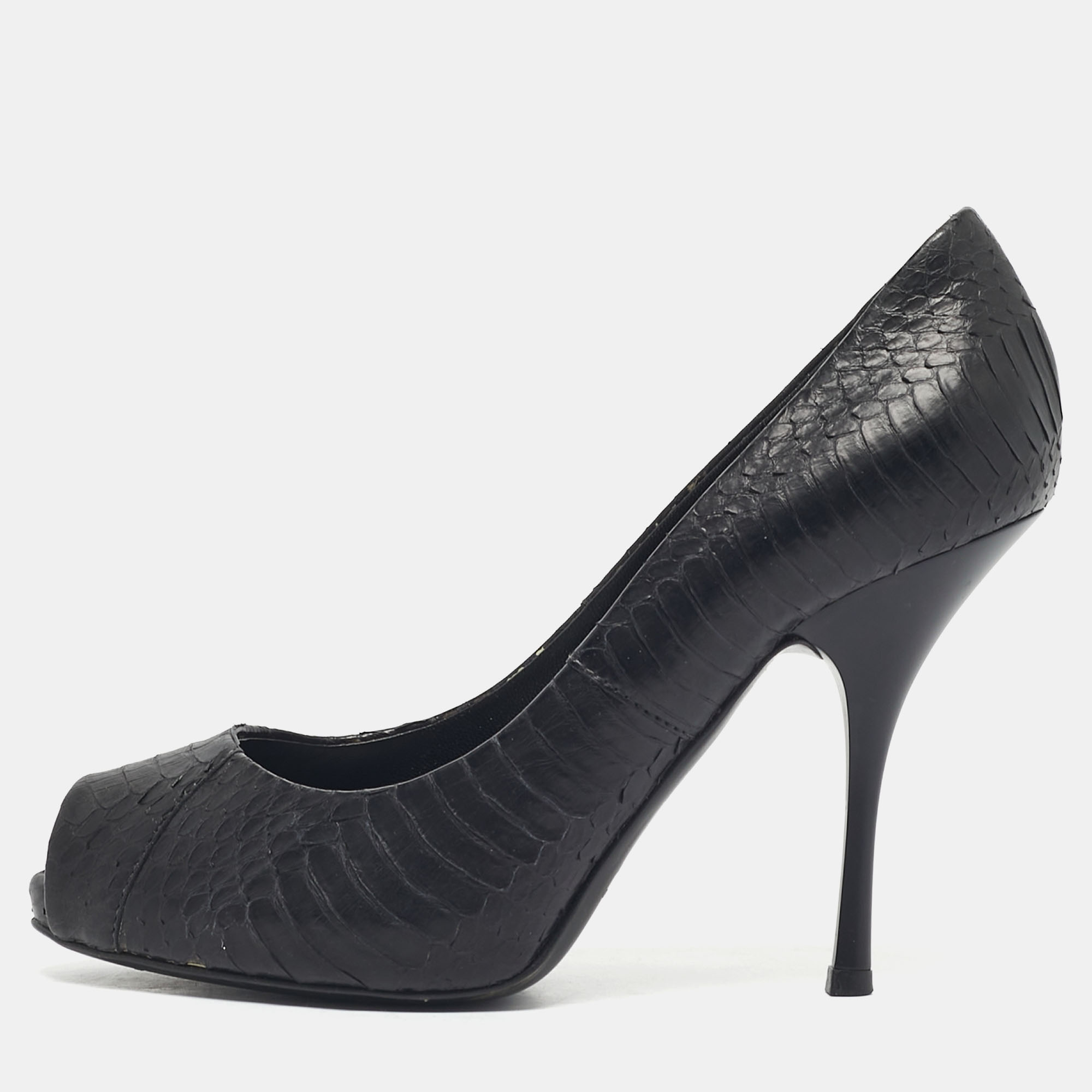 Giuseppe Zanotti Black Python Leather Platform Peep Toe Pumps Size 36, Pumps - Luxury Closet catalog