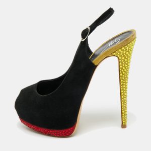 Giuseppe Zanotti Two Tone Suede Crystal Embellished Peep Toe Slingback Pumps Size 38, Pumps - Luxury Closet catalog