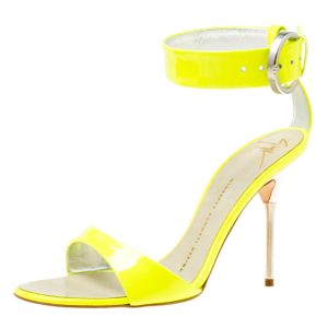 Giuseppe Zanotti Fluorescent Green Patent Leather Ankle Strap Open Toe Sandals Size 36, Sandals - Luxury Closet catalog