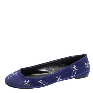 Giuseppe Zanotti Blue Suede Crystal Embellished Ballet Flats Size 36, Flats - Luxury Closet catalog
