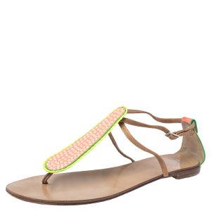 Giuseppe Zanotti Tricolor Leather And Glitter Embellished Thong Flat Sandals Size 41, Sandals - Luxury Closet catalog
