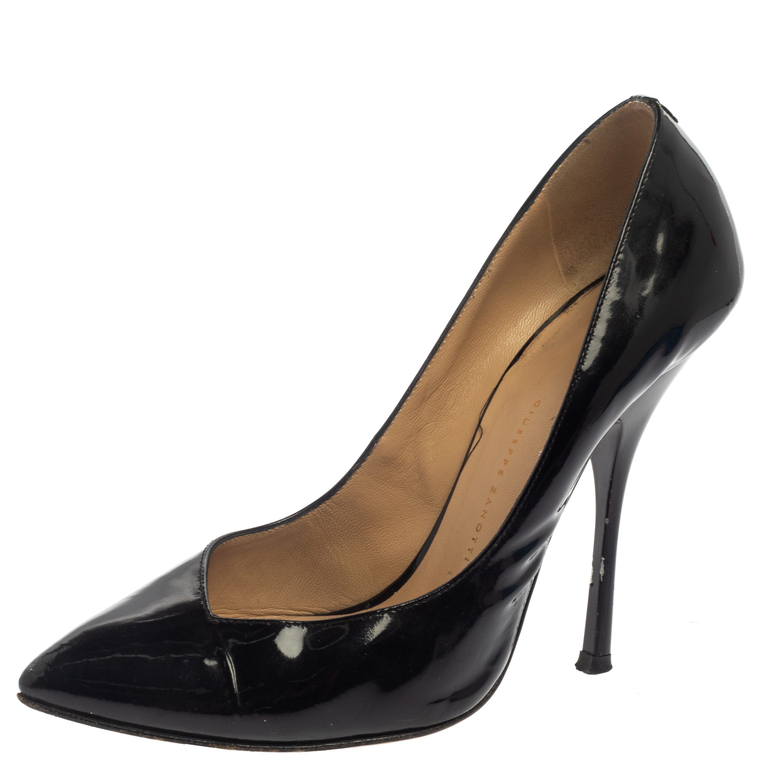 Giuseppe Zanotti Black Patent Leather Pointed Toe Pumps Size 37.5, Pumps - Luxury Closet catalog