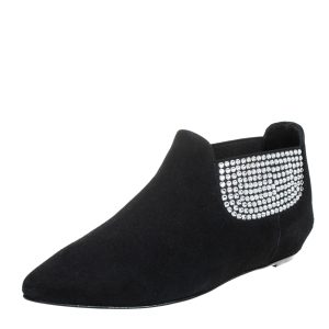 Giuseppe Zanotti Black Suede Embellished Flat Booties Size 36, Boots - Luxury Closet catalog