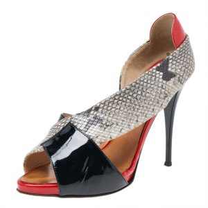 Giuseppe Zanotti Multicolor Python Embossed And Patent Leather D'orsay Peep Toe Pumps Size 38, Pumps - Luxury Closet catalog