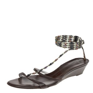 Giuseppe Zanotti Brown Leather Embellished Sandals Size 41, Sandals - Luxury Closet catalog