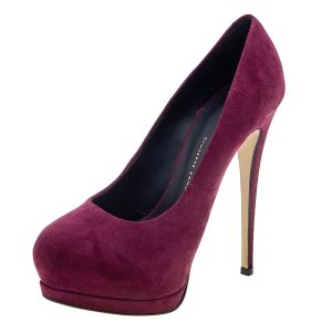 Giuseppe Zanotti  Burgundy Suede Platform Pumps Size 37.5, Pumps - Luxury Closet catalog