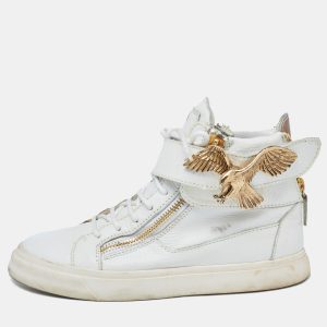 Giuseppe Zanotti White Leather Embellished High Top Sneakers Size 38.5, Athletic Shoes & Sneakers - Luxury Closet catalog