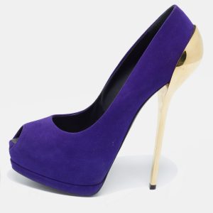 Giuseppe Zanotti Purple Suede Sharon Peep Toe Platform Pumps Size 40, Pumps - Luxury Closet catalog