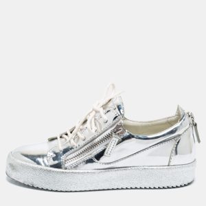 Giuseppe Zanotti Silver Patent Leather Frankie Low-Top Sneakers Size 37.5, Athletic Shoes & Sneakers - Luxury Closet catalog