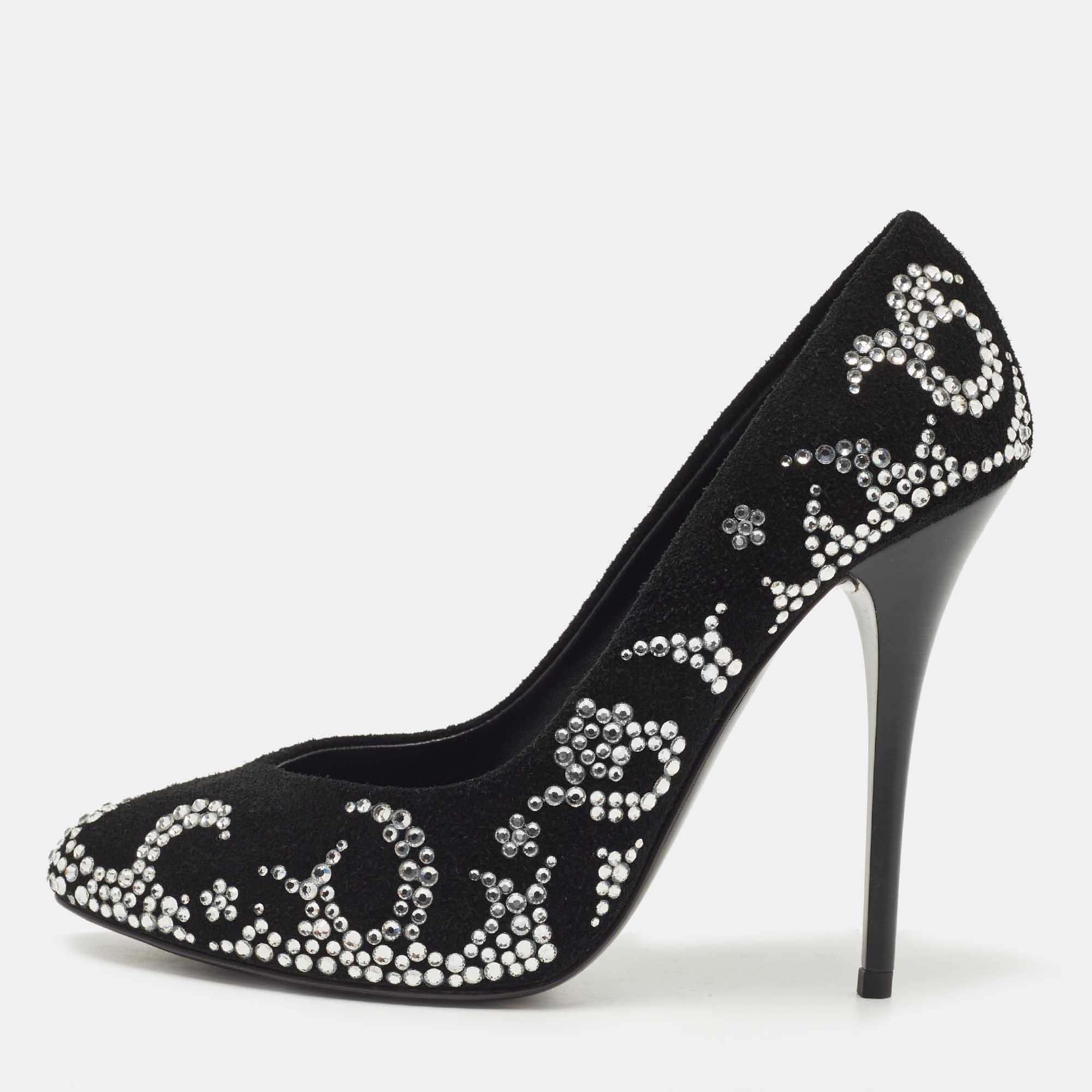 Giuseppe Zanotti Black Suede Crystal Embellished Pumps Size 35, Pumps - Luxury Closet catalog