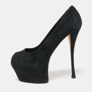 Giuseppe Zanotti Black Suede Liza Peep Toe Platform Pumps Size 39, Pumps - Luxury Closet catalog