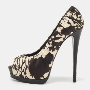 Giuseppe Zanotti Two Tone Printed Satin Peep Toe Platform Pumps Size 39, Pumps - Luxury Closet catalog