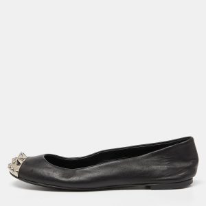 Giuseppe Zanotti Black Leather Malika Spiked Cap Toe Ballet Flats Size 36.5, Flats - Luxury Closet catalog