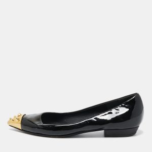 Giuseppe Zanotti Black Patent Leather Spiked Cap Toe Ballet Flats Size 38.5, Flats - Luxury Closet catalog