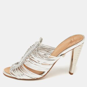 Giuseppe Zanotti Silver Leather Strappy Mules Size 35, Sandals - Luxury Closet catalog