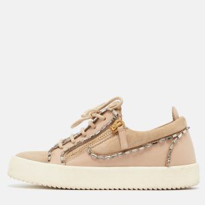 Gisueppe Zanotti Beige Nubuck and Leather Double Zip Low Top Sneakers Size 36, Athletic Shoes & Sneakers - Luxury Closet catalog