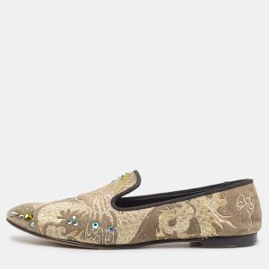 Giuseppe Zanotti Grey Suede Studded Smoking Slippers Size 37.5, Flats - Luxury Closet catalog