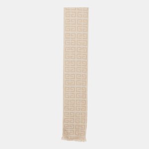 Givenchy Beige Monogram Wool Knit Fringed Scarf, Scarves & Shawls - Luxury Closet catalog