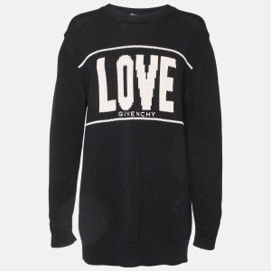 Givenchy Black Logo Print Cotton Knit Crew Neck Sweater M, Sweaters & Cardigans - Luxury Closet catalog