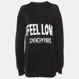 Givenchy Black I Feel Love Cotton Knit Crew Neck Jumper L, Sweaters & Cardigans - Luxury Closet catalog