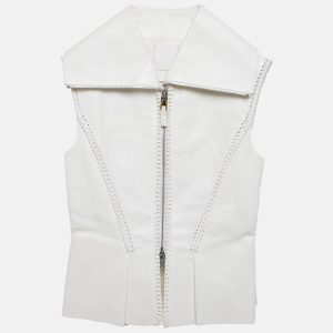 Givenchy Off-White Leather Braided Detail Sleeveless Jacket S, Coats & Jackets - Luxury Closet catalog