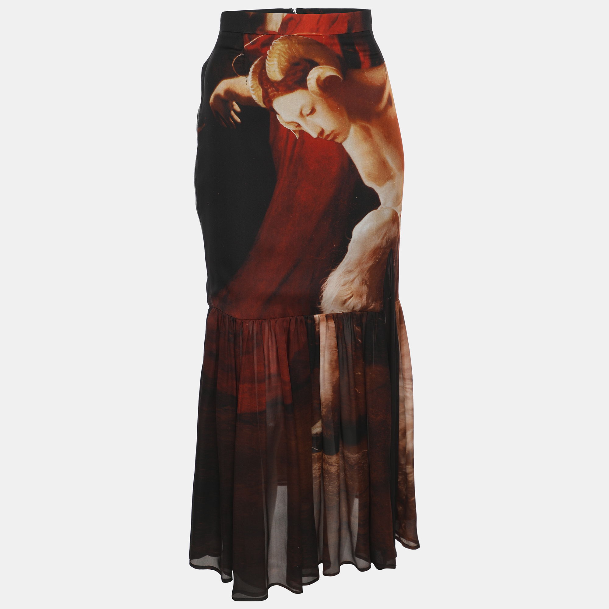 Givenchy Multicolor Satin Faun Art Print "The Bacchante" Midi Skirt M, Skirts - Luxury Closet catalog