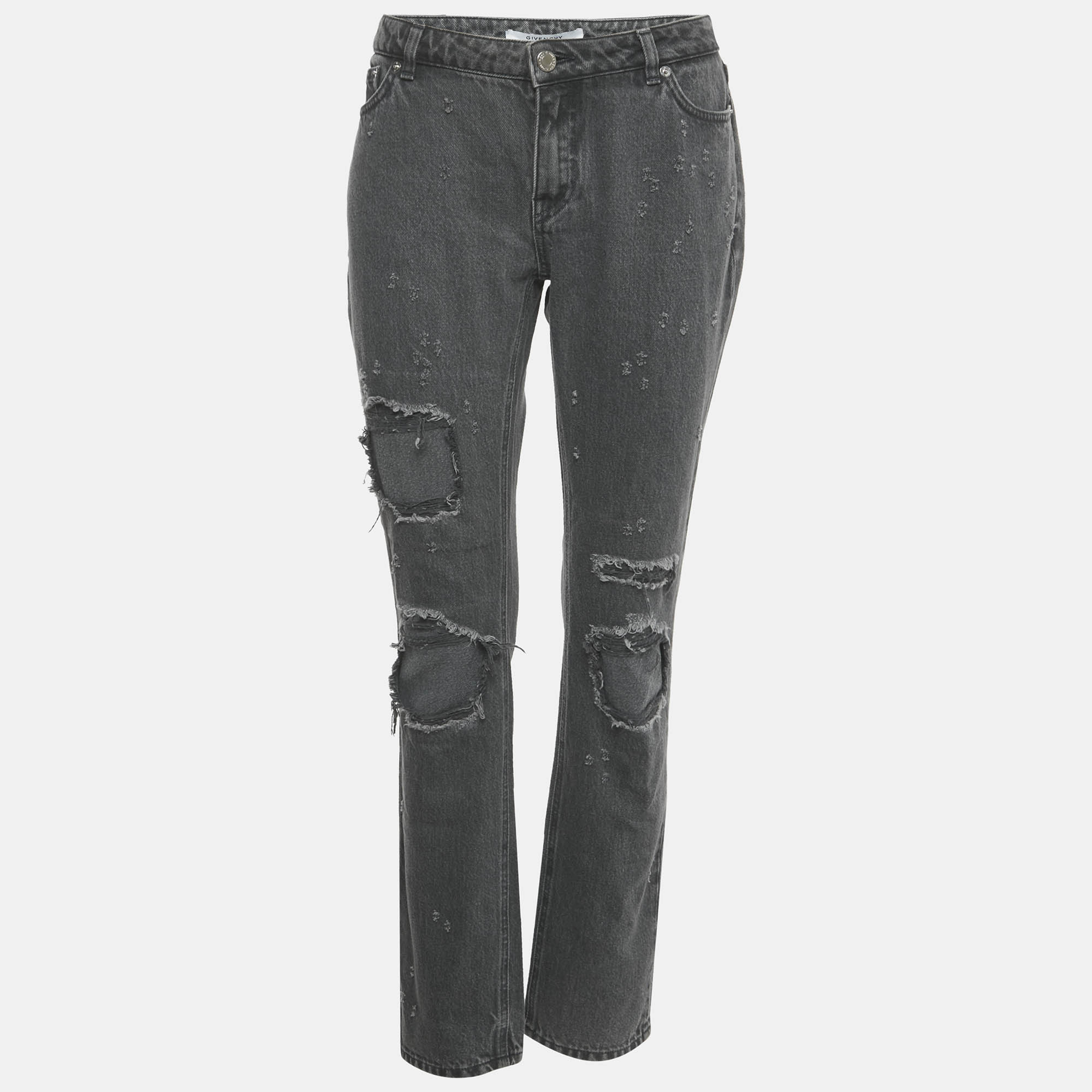 Givenchy Grey Distressed Denim Straight Leg Jeans L Waist 32", Jeans - Luxury Closet catalog