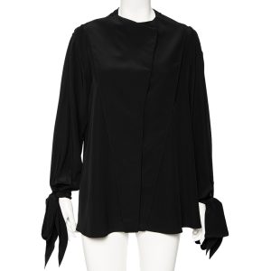 Givenchy Black Silk Sleeve Tie Detail Button Front Collarless Shirt M, Shirts & Tops - Luxury Closet catalog