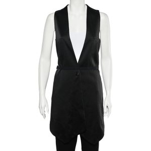 Givenchy Black Two Tone Sateen Belted Asymmetric Hem Vest M, Coats & Jackets - Luxury Closet catalog