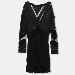 Givenchy Black Patterned Knit Ruffle Trimmed Dress M, Dresses - Luxury Closet catalog