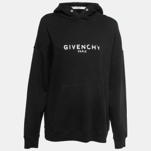 Givenchy Black Cotton Faded Logo Print Hooded Sweatshirt M, Sweaters & Cardigans - Luxury Closet catalog