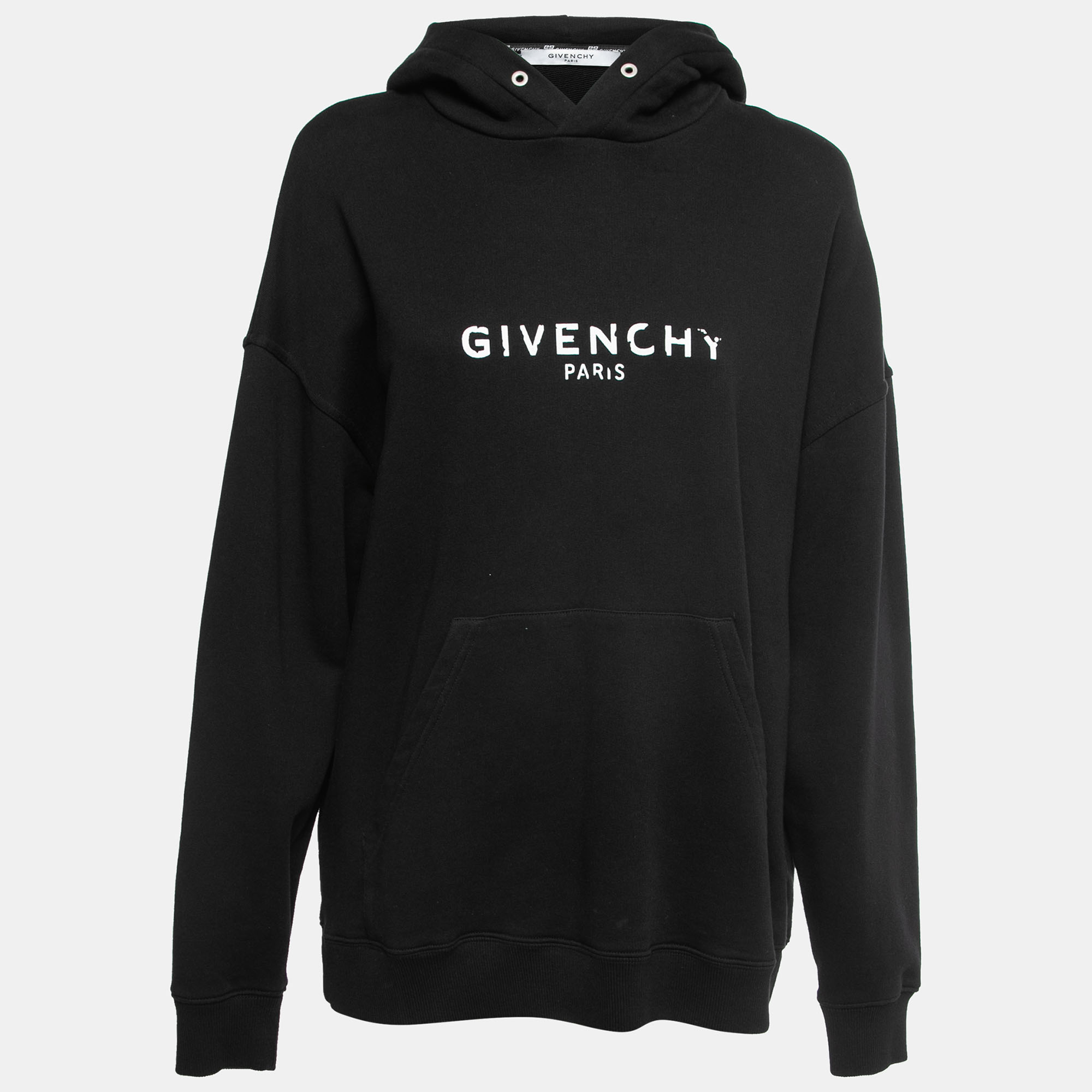 Givenchy Black Cotton Faded Logo Print Hooded Sweatshirt M, Sweaters & Cardigans - Luxury Closet catalog