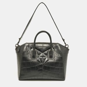 Givenchy Black Croc Embossed Leather Medium Antigona Satchel, Satchels - Luxury Closet catalog